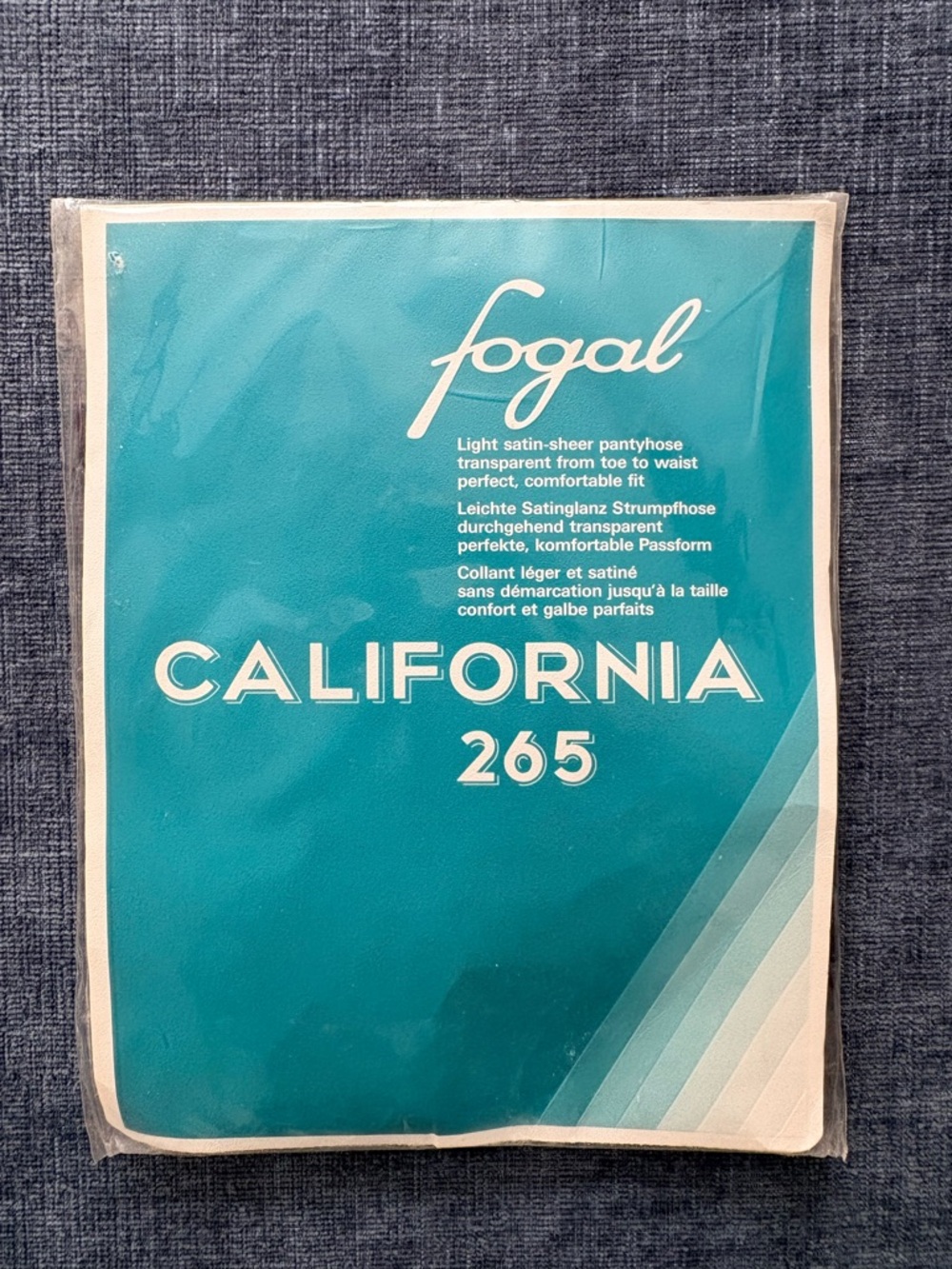 VTG NWT Fogal California 265 Blue Sheer Satin Silk Pantyhose Size M France